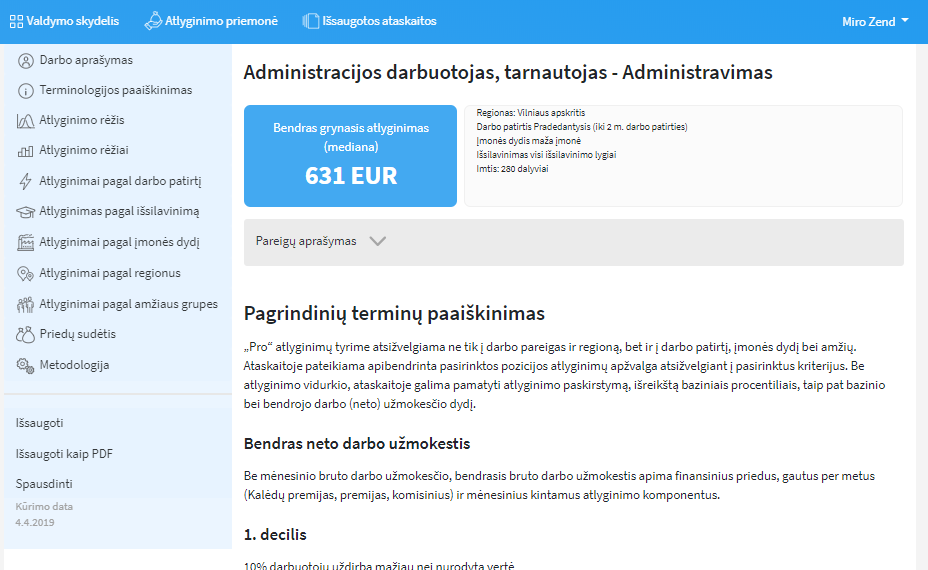 Salary report screenshot